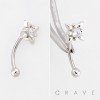 SPIKED CZ FLOWER 316L SURGICAL STEEL CURVED BARBELL/EYEBROW